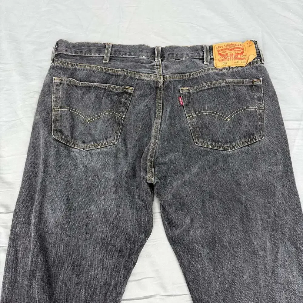 Levi's 501‎ XX Button Fly Black Denim Jeans MEN’S size 40 x 32